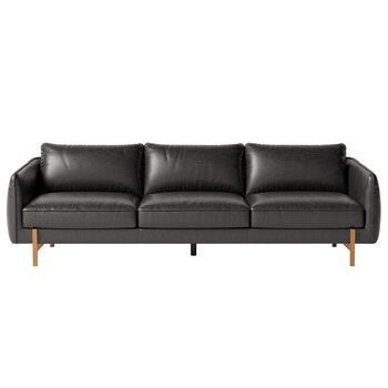Valencia Berlin Black Leather Sofa With Brass Finished Legs