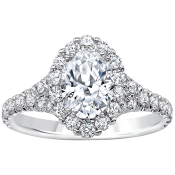 18KT White Gold Oval And Round Brilliant Cut 2.00ctw Diamond Bridal Ring