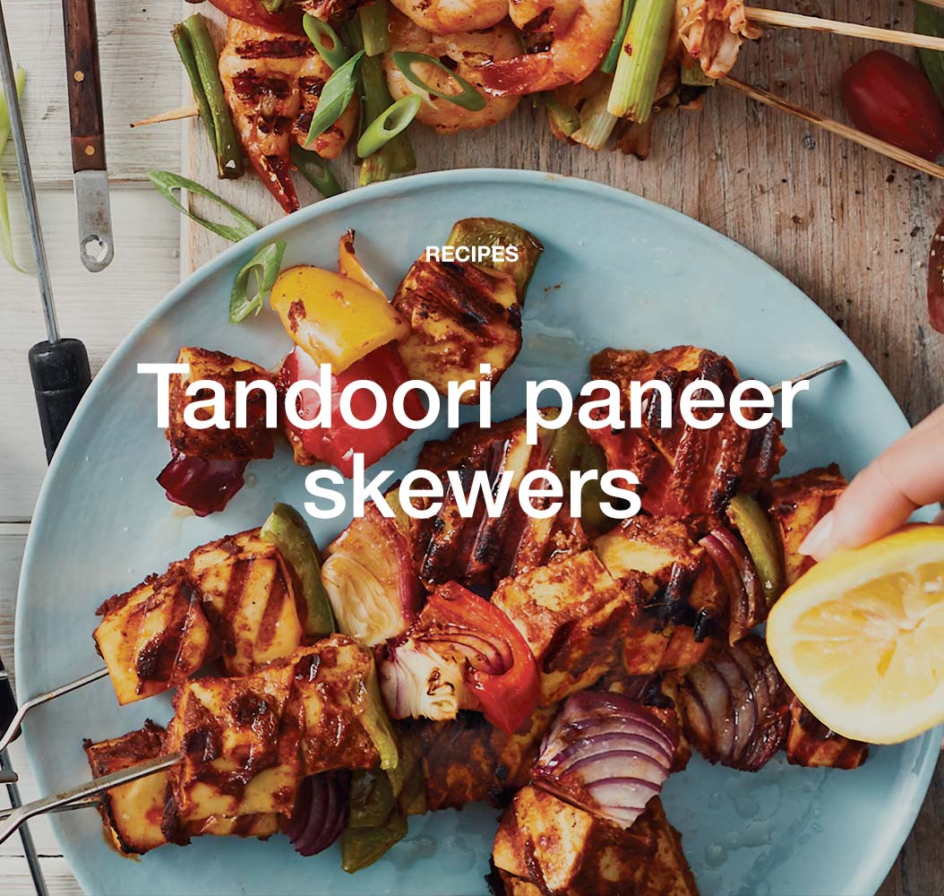 Tandoori paneer skewers