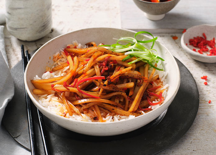 Chinese potato stir-fry with chilli oil and vinegar