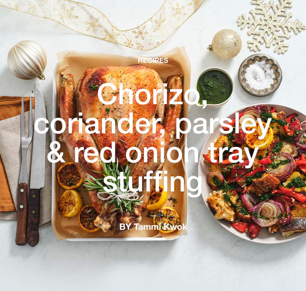 Chorizo, coriander, parsley and red onion tray stuffing