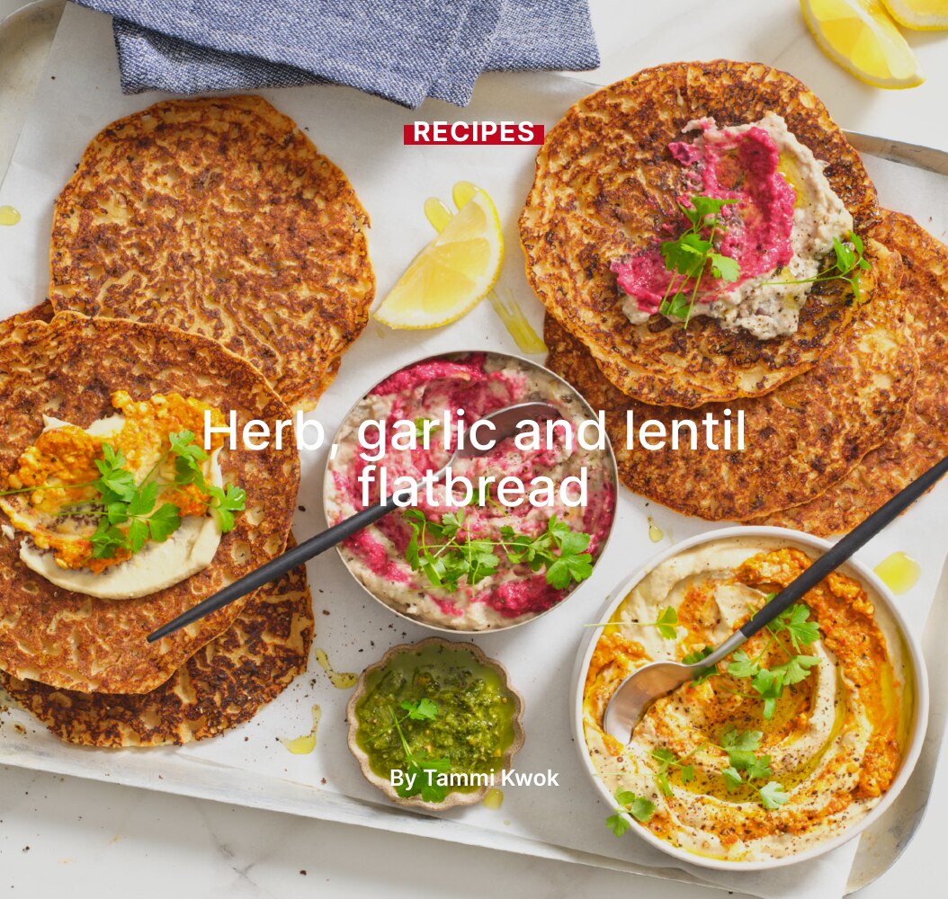 Herb, garlic and lentil flatbread