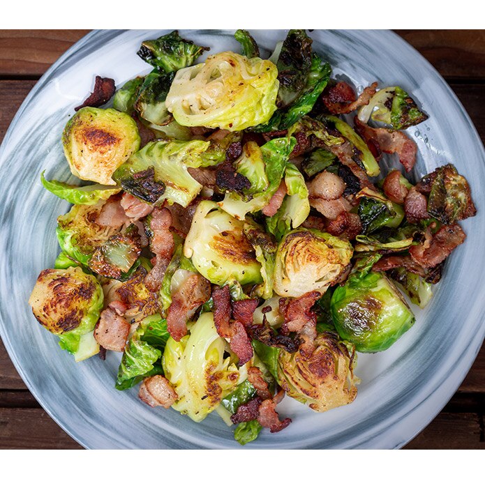 Glazed brussels sprouts with bacon