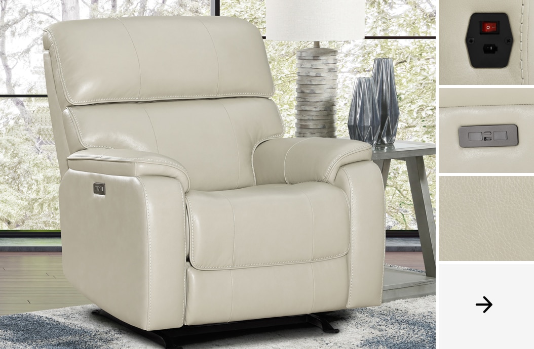 Barcalounger Leather Power Glider Recliner With Power Headrest