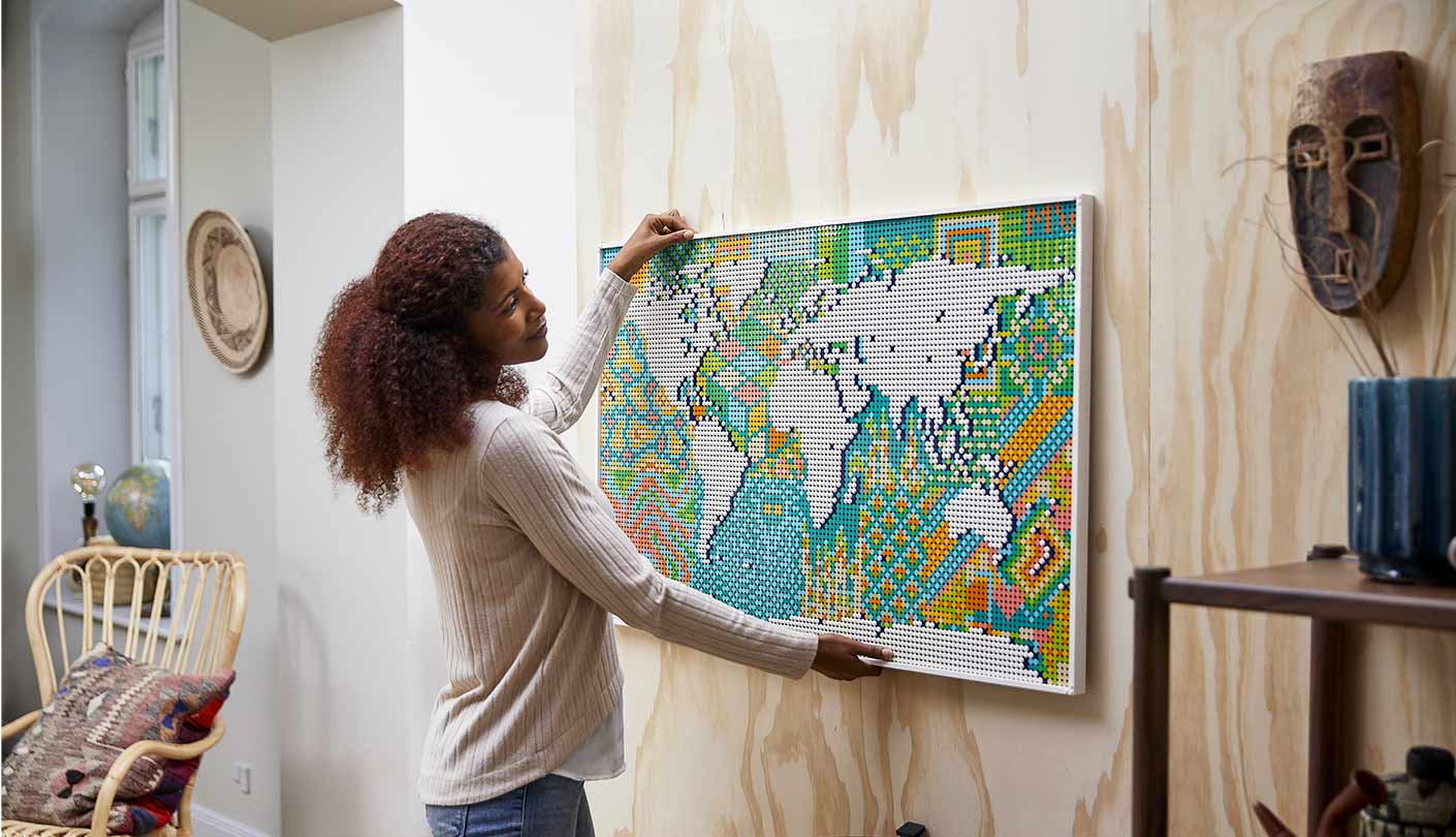 Hanging map on wall