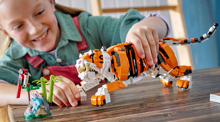 LEGO Creator 3in1 Majestic Tiger with kid playing