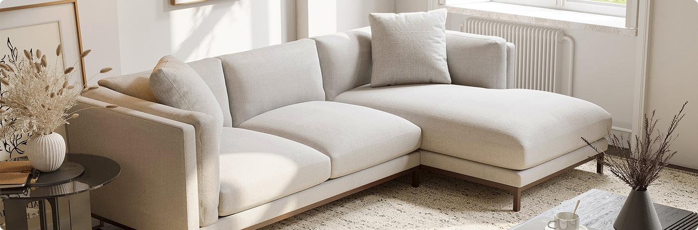 Valencia Bergen Fabric Sectional Lounge Right Chaise Beige