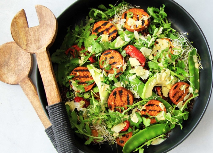 Grilled sweet potato salad