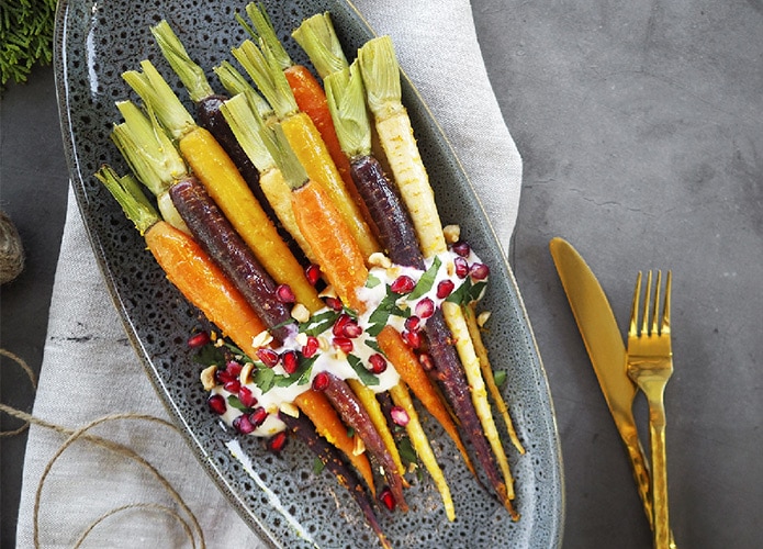 Maple and orange rainbow carrots