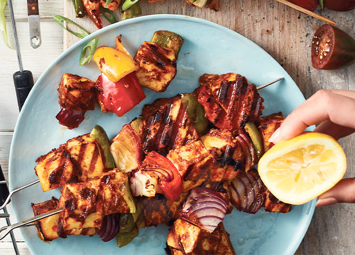 Tandoori paneer skewers