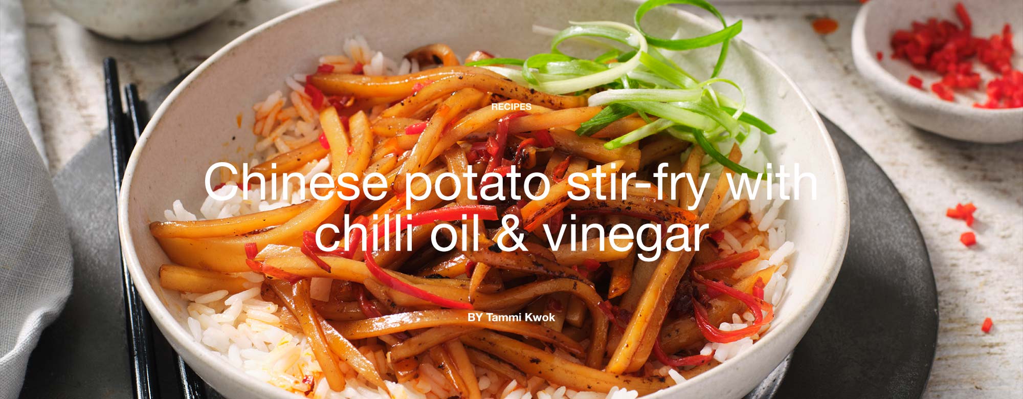 Chinese potato stir-fry with chilli oil and vinegar