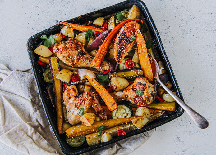 Roast chicken and vegetable medley