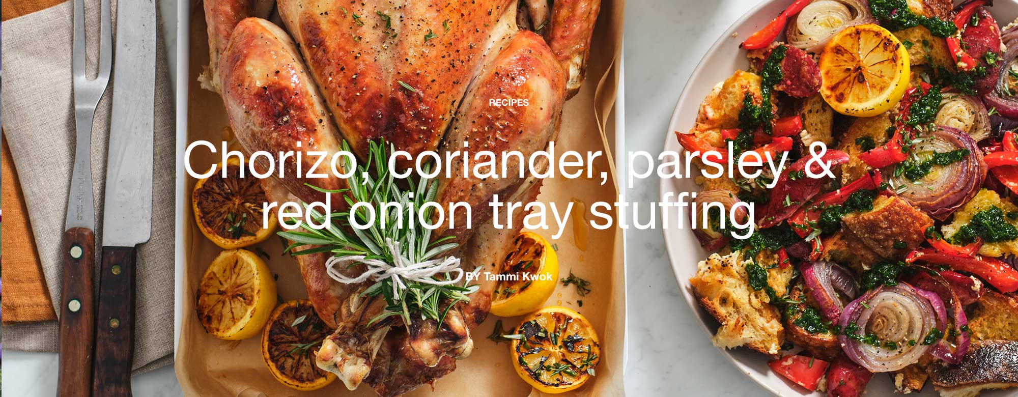 Chorizo, coriander, parsley and red onion tray stuffing