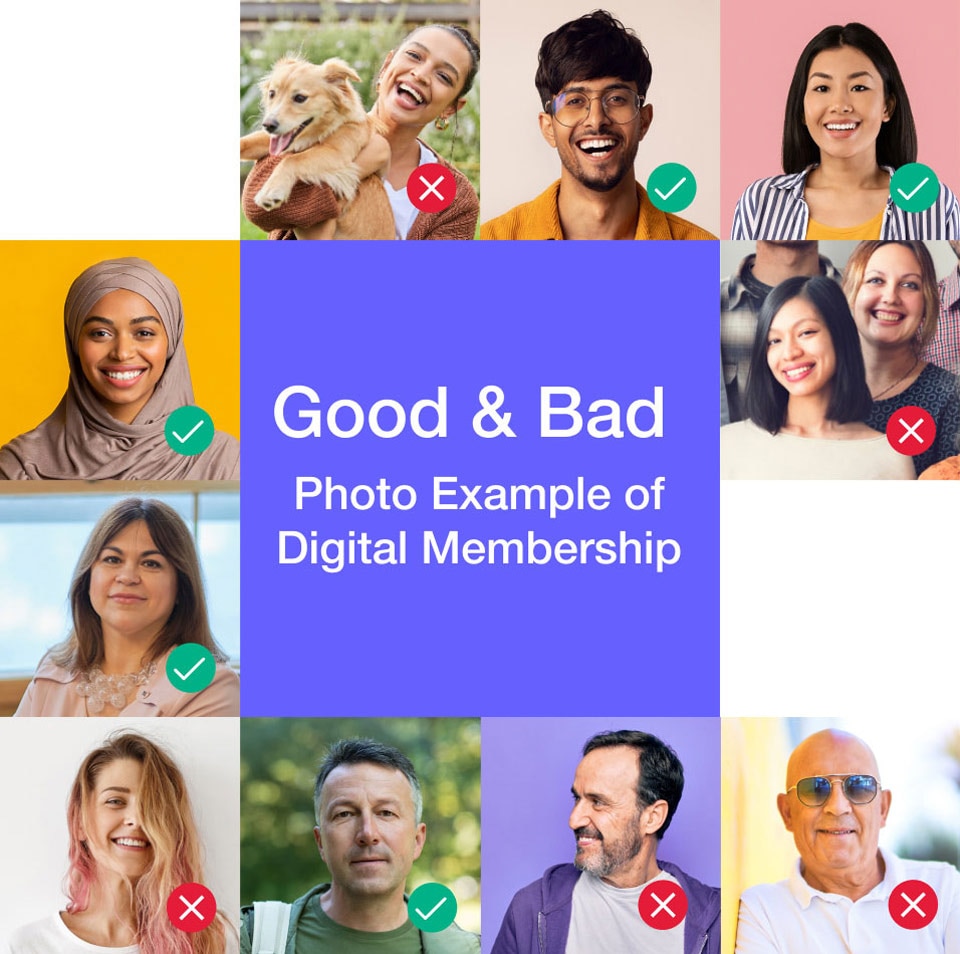 Good & Bad photo example of Digital Membership