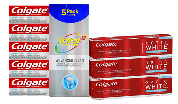 Colgate Total Advanced Clean Toothpaste 5 x 200g or Optic White Toothpaste 3 x 140g