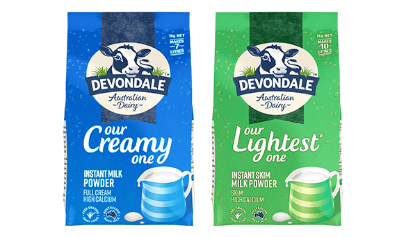 Devondale Full Cream Milk Powder or Skim Milk Powder 1kg