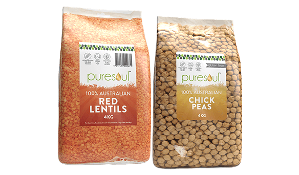 Pure Soul Red Lentils or Chickpeas 4kg