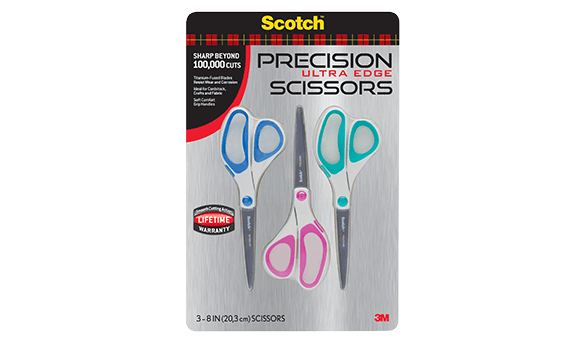 3M Scotch Precision Ultra Edge 8inch Scissor 3 pack