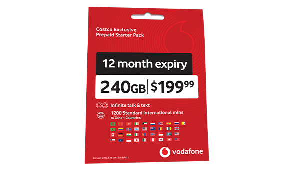 Vodafone	12 Month Prepay Sim 240GB