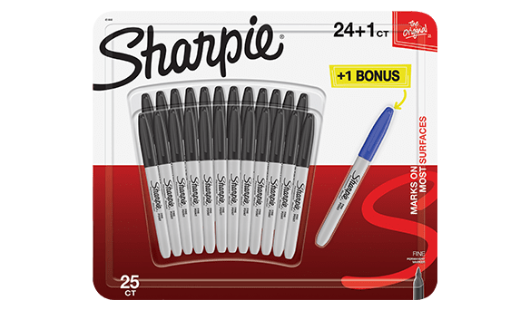 Sharpie Permanent Fine Marker 24 pack + 1 bonus