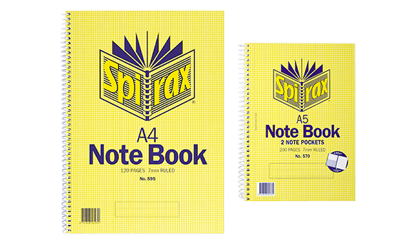 Spirax A4 120 Page Notebook Pack and/or A5 200 Page Notebook Pack