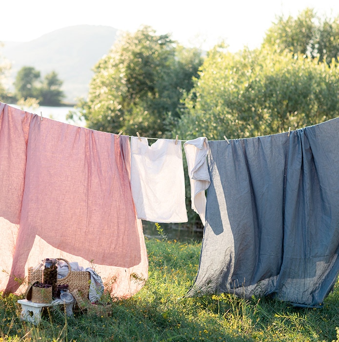 Washing drying outdoors