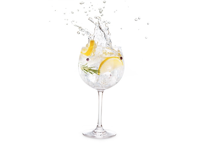 Gin and tonic with lemon and rosemary