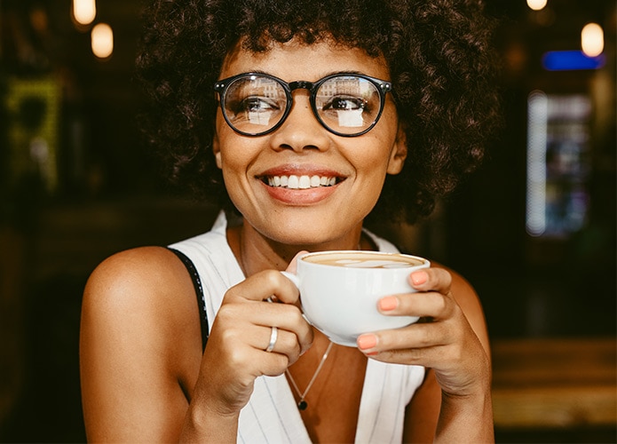 Woman drinking coffee