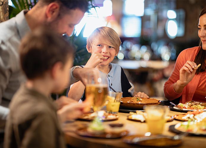 Family eating at restaraunt