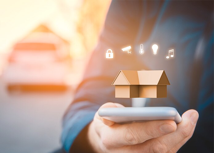Home graphic over smart phone