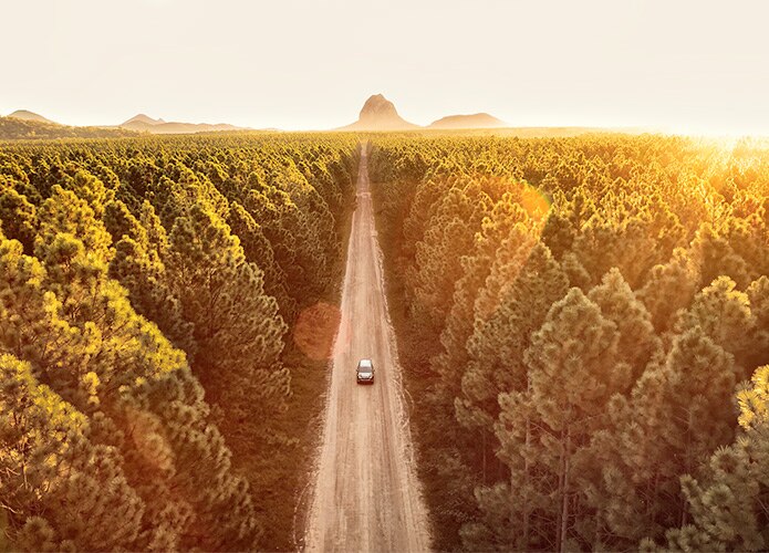 4WD on long country road