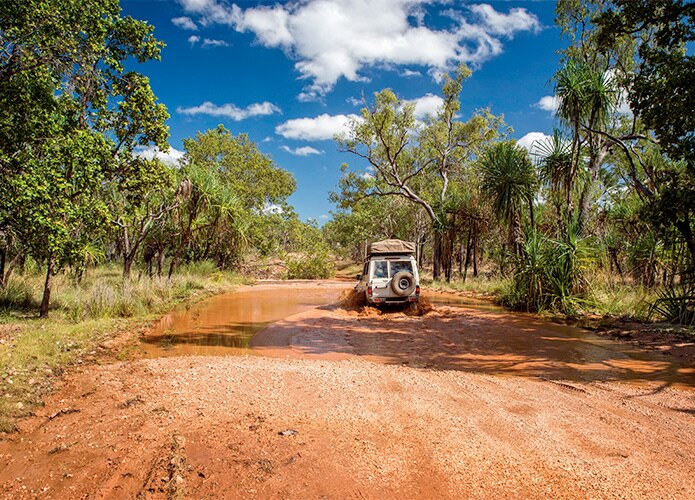 4WD driving through mud