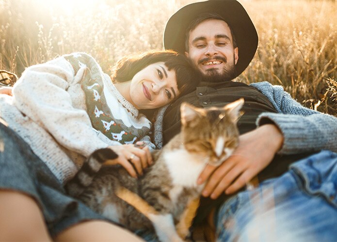 Couple with cat