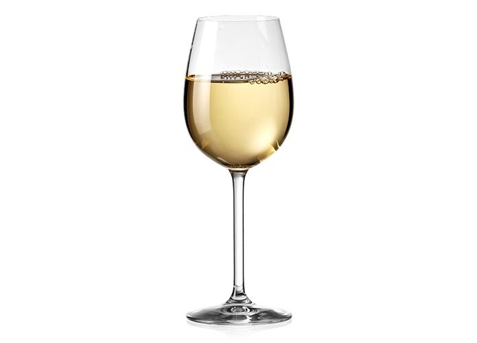 Glass of red and white wine toasting