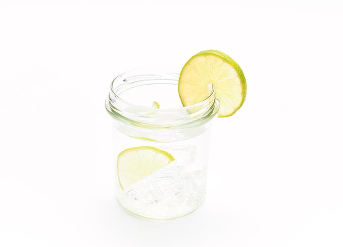 Glass of water with lime