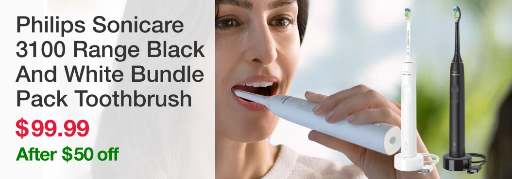 Philips Sonicare 3100 Range Black And White Bundle Pack Toothbrush