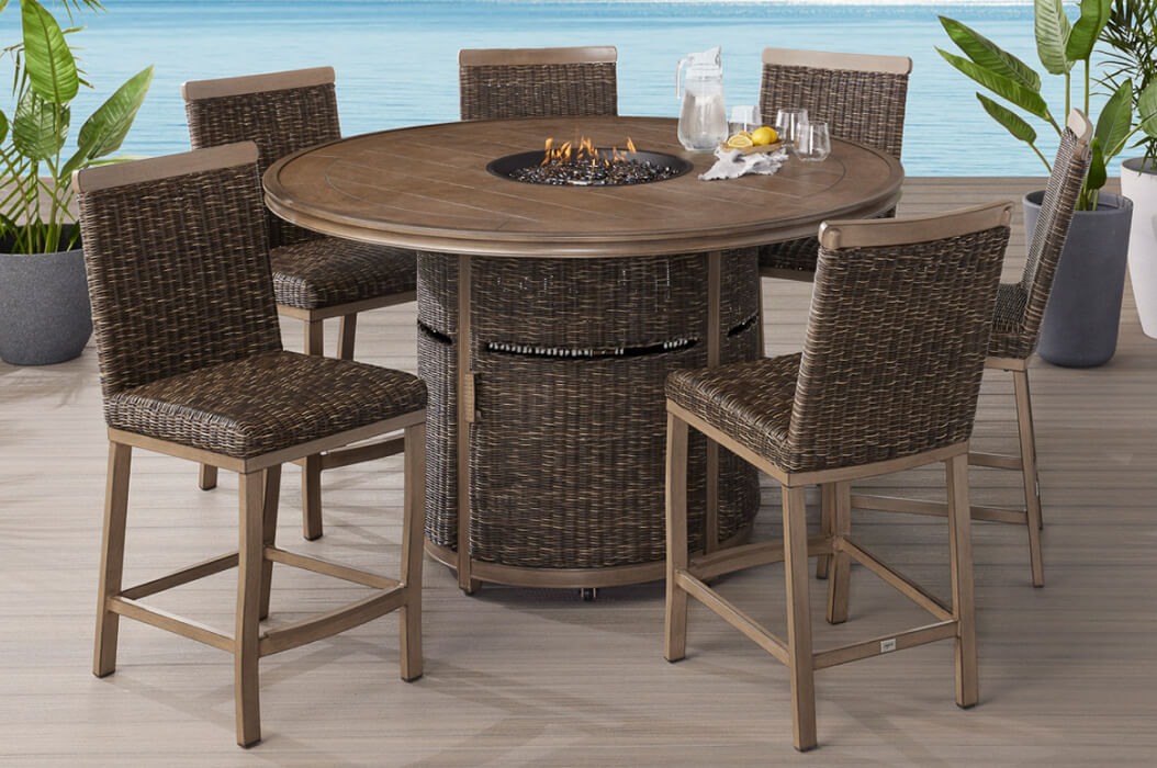 Agio Prairieview Woven Fire High Dining 7 Piece Set