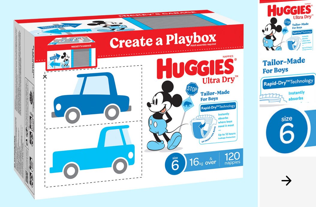 Huggies Boys' Ultra Dry Nappies Size 6 Walker (16kg And Over) 184 Nappies