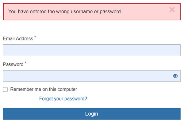 Wrong Password