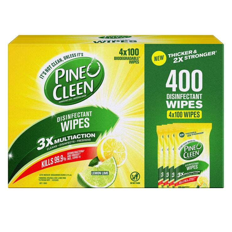 Pine O Cleen Biodegradable Wipes Lemon Lime 4x100 Sheets Pine O Cleen Biodegradable Wipes Lemon Lime 4x100 Sheets