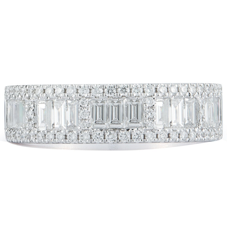 18KT White Gold 0.96ctw Baguette Cut Diamond Ring