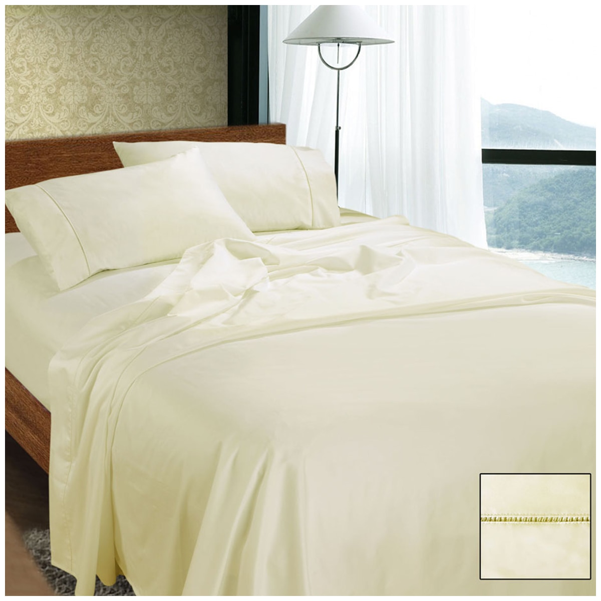 Kingtex 1100 Thread Count RAMESSES Cotton Sateen Sheet Set Queen - Cream