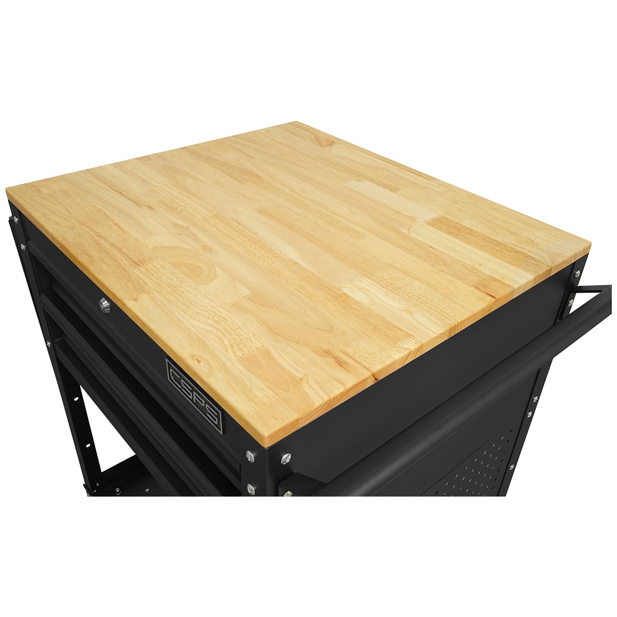 CSPS Tool Cart Rubber wood work Surface (68.6CM) 2 Drawer