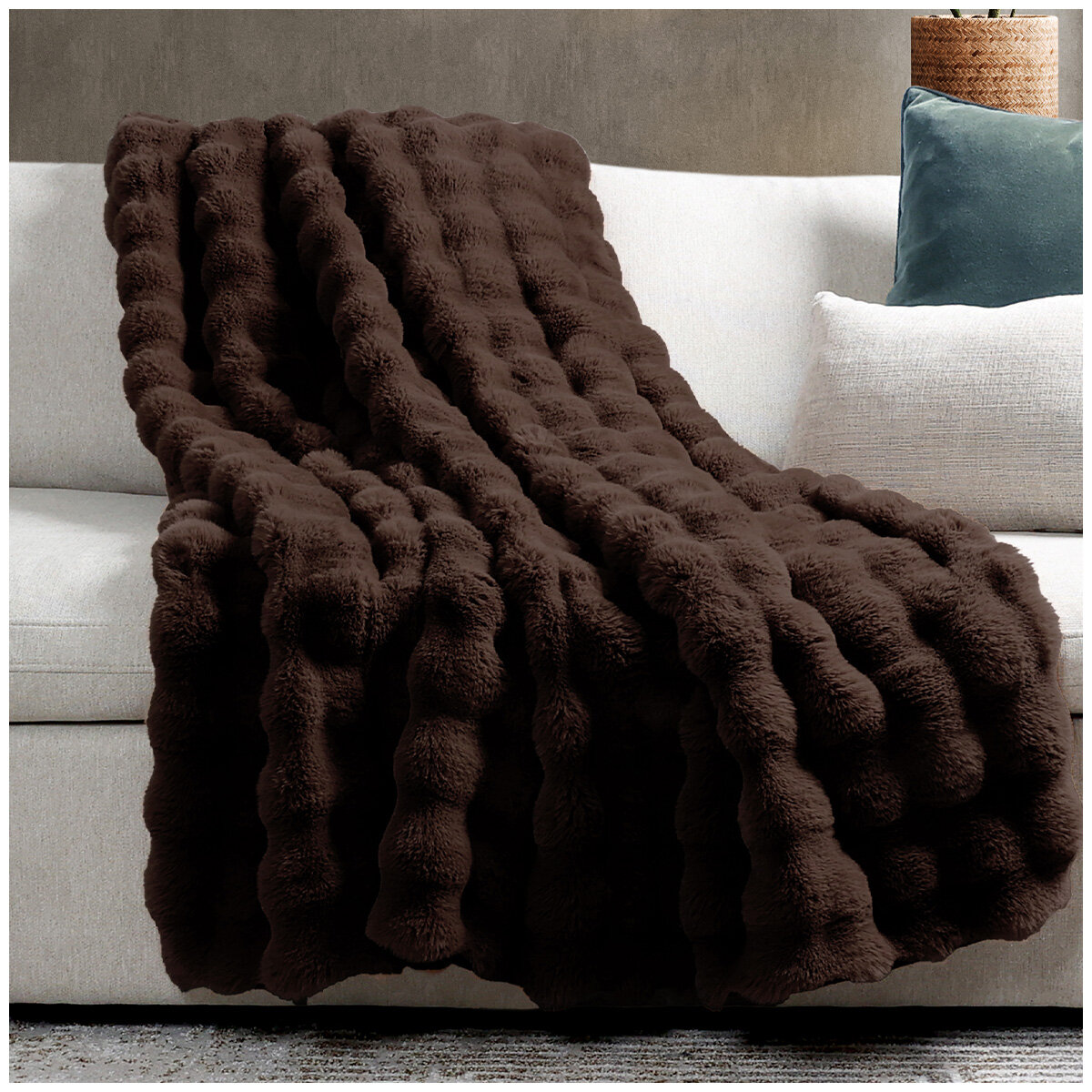 House & Home Bubble Faux Fur Throw 152cm x 177cm