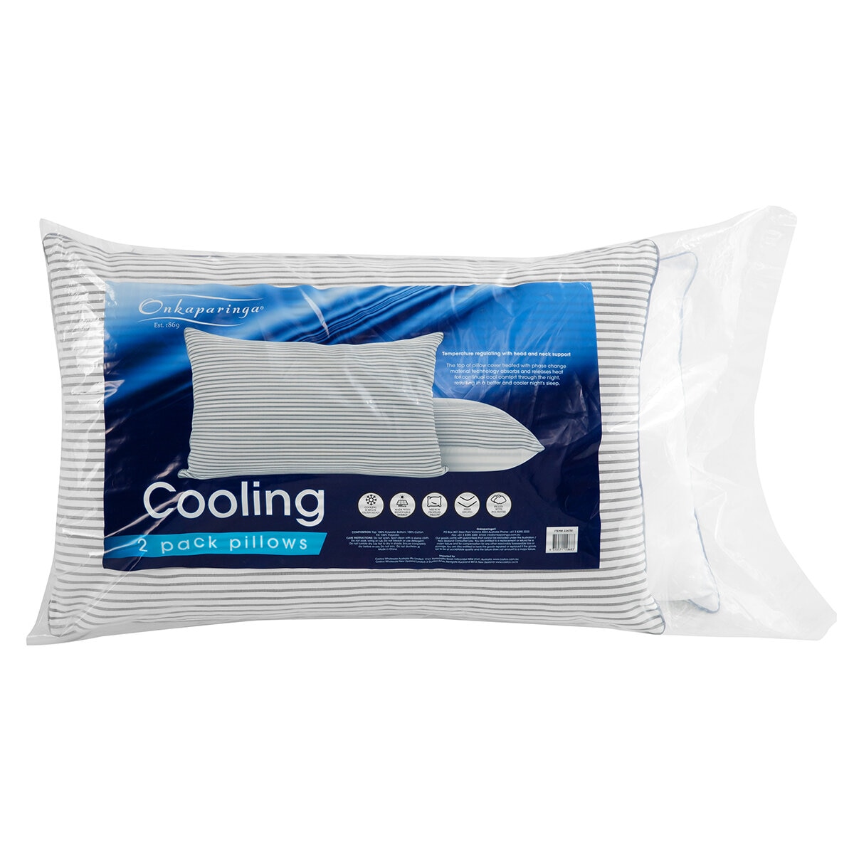 Onkaparinga Cooling Pillows 2 Pack Grey Onkaparinga Cooling Pillows 2 Pack Grey