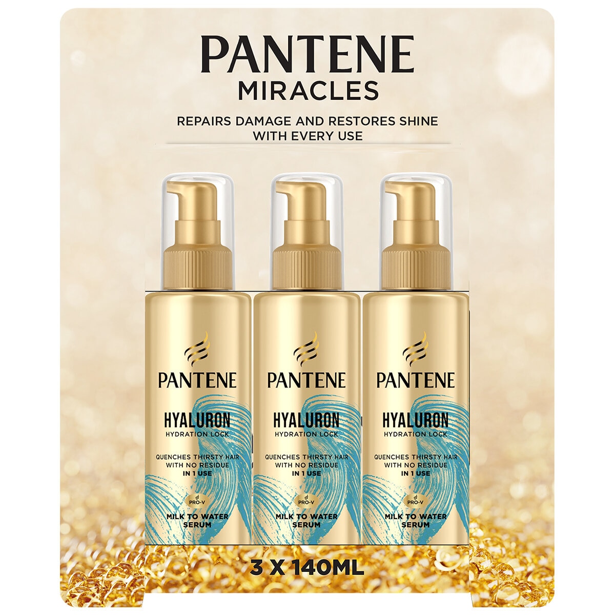 Pantene Hyaluron Leave On Hair Serum 3 x 140ml