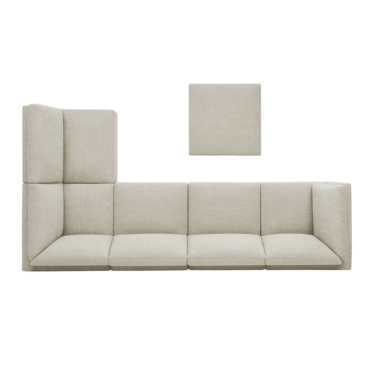 Thomasville 6 Piece Fabric Modular Sectional with Storage Ottoman/