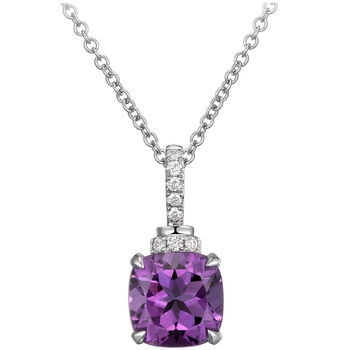 18KT White Gold Amethyst And Diamond Pendant