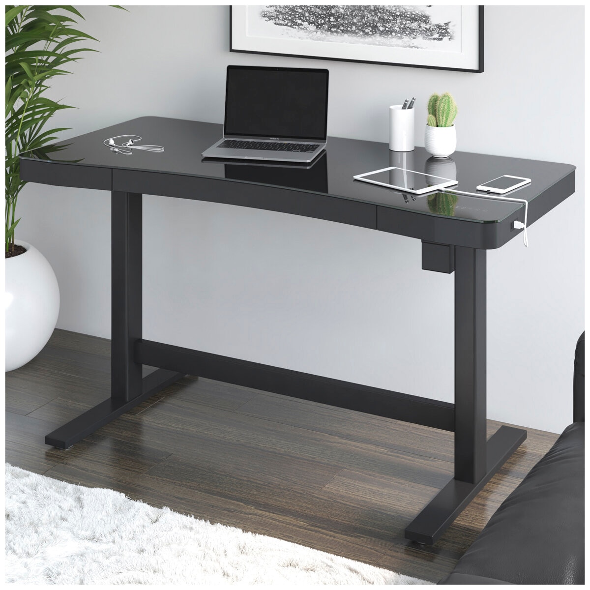 Tresanti Prescott Adjustable Desk with Wireless Charger Black