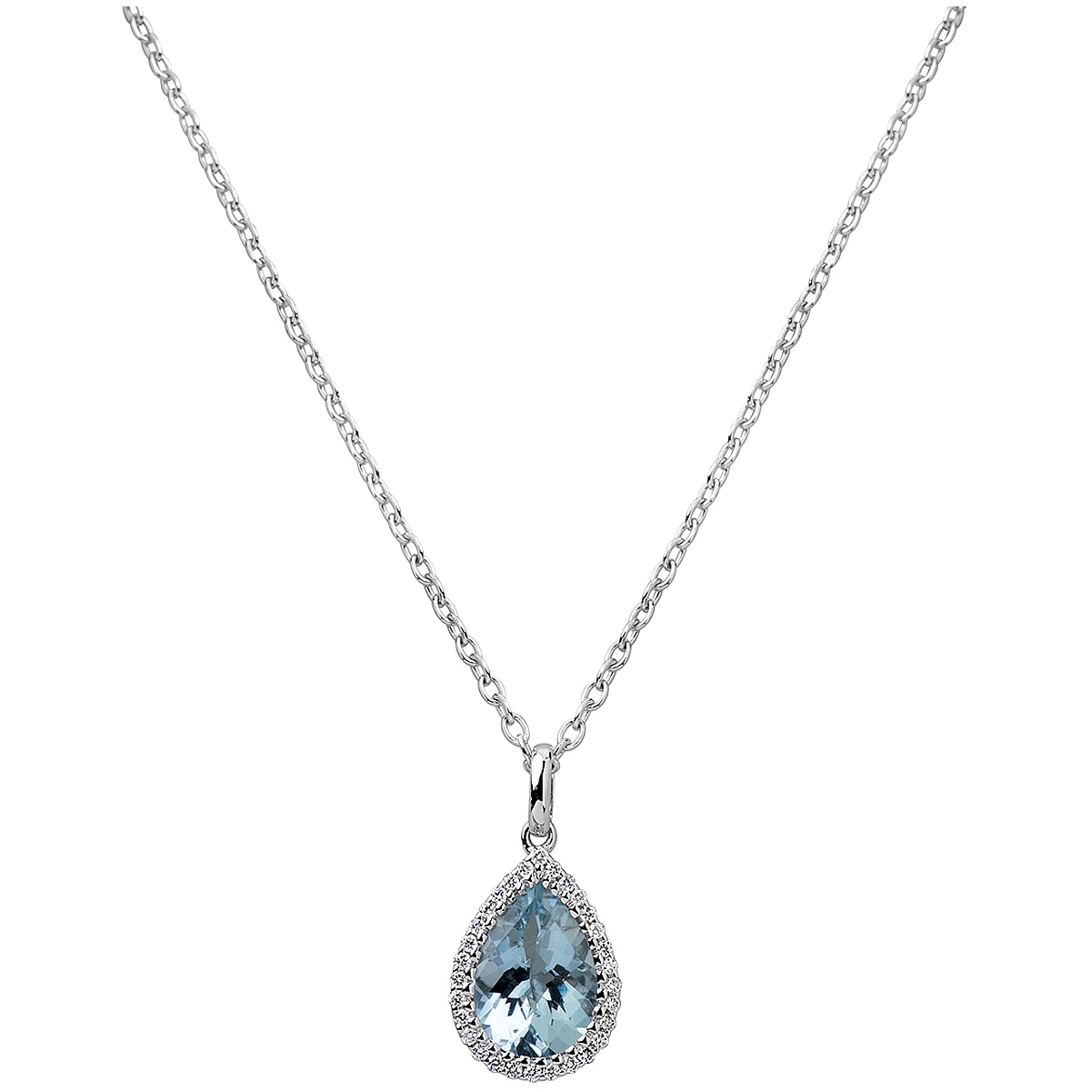 18kt White Gold Aquamarine And Diamond Pendant Costco A